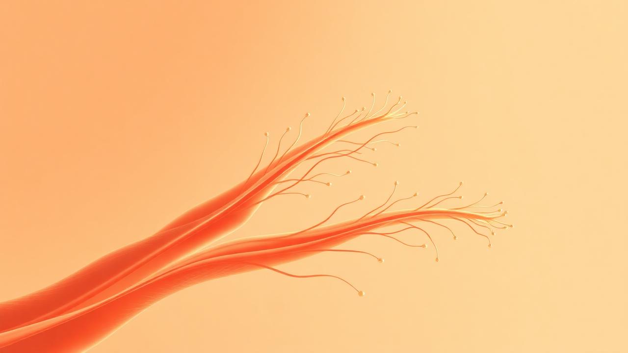 Illustration of muscle fibers relaxing under therapeutic warmth